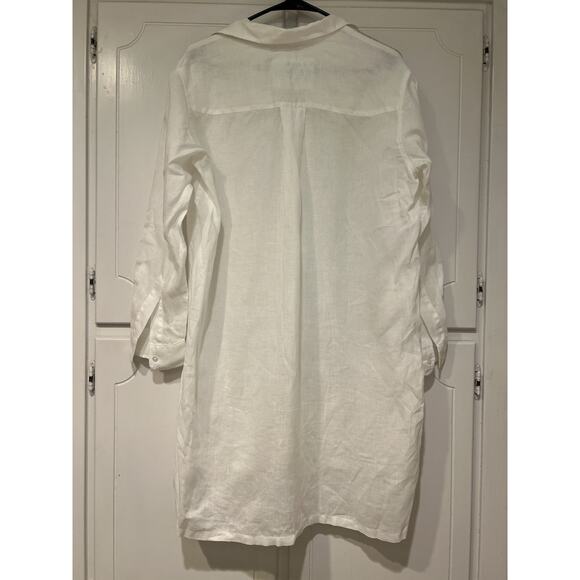 Frank & Eileen Hunter White Linen Shirt Dress Button Front Size Small $398 - Picture 5 of 9